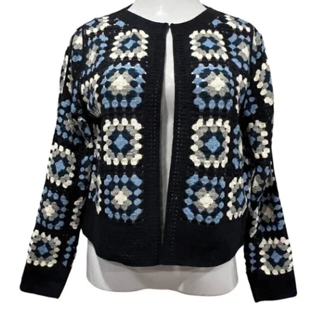 Capri Blue Crochet Cardigan‎ M